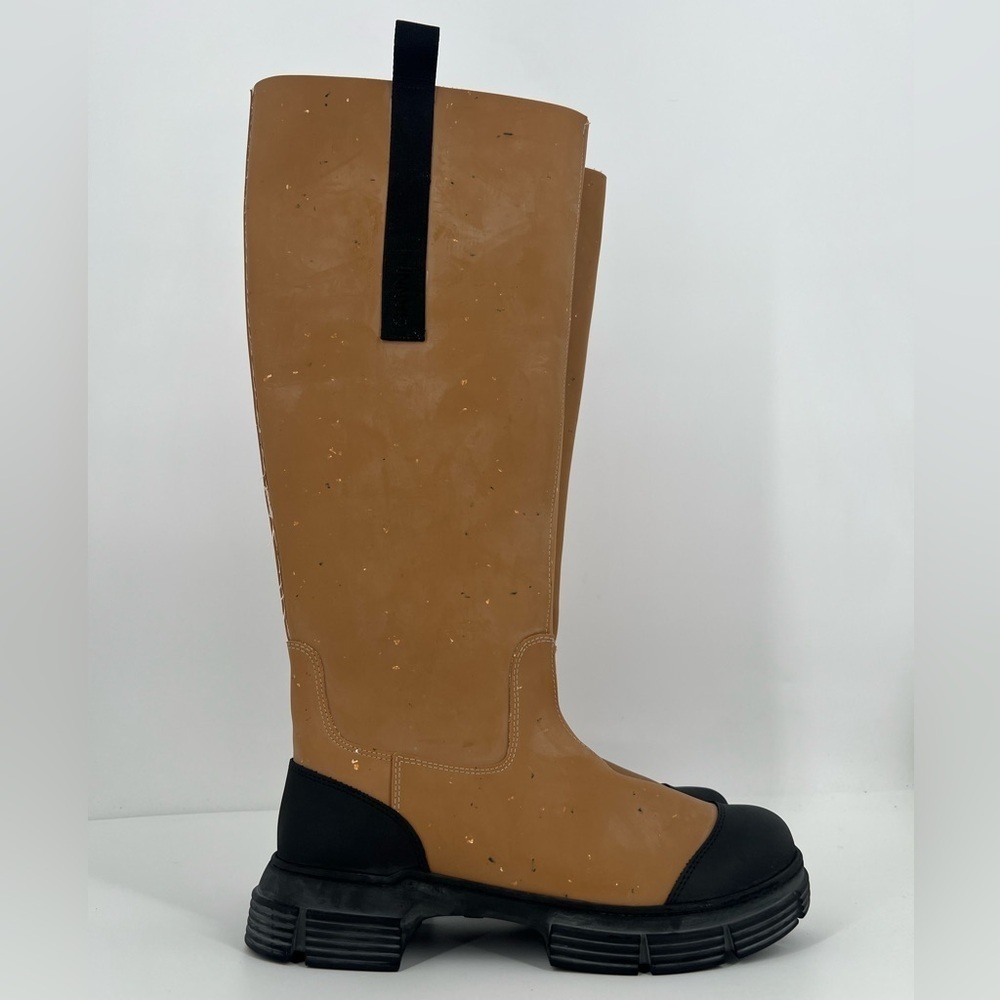 Ganni Country Recycled Rubber Tall Lug Sole Knee High Boots